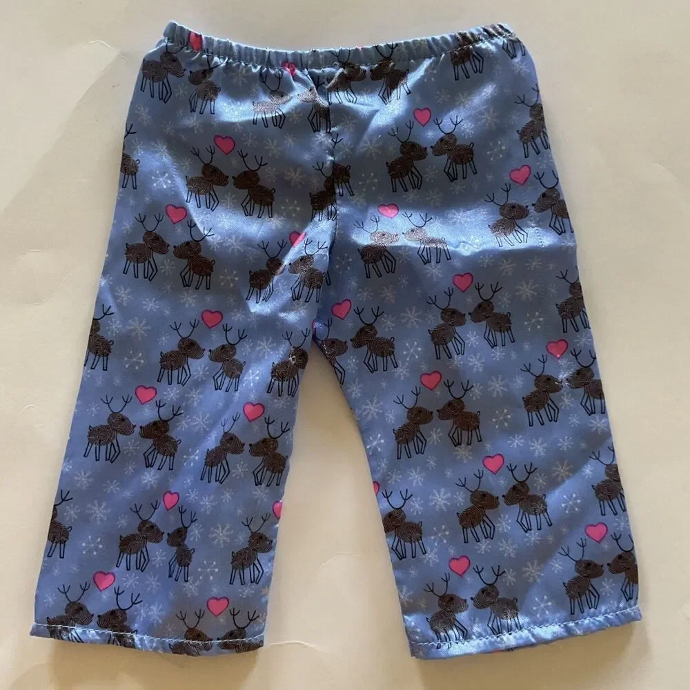 American Girl Doll Reindeer Pajamas Set PJ’s And Pink Slippers Only retired